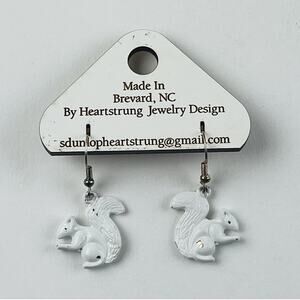 Cute White Squirrel Dangle Drop Earrings Unique Party Wildlife Fall Heartsung US